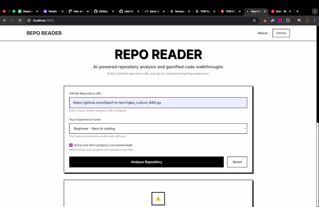 Cover image for Repo Reader - AI-Powered Repository Learning