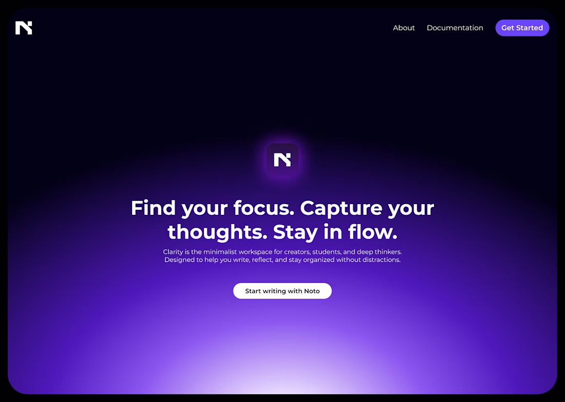Cover image for Noto App Landing Page Design