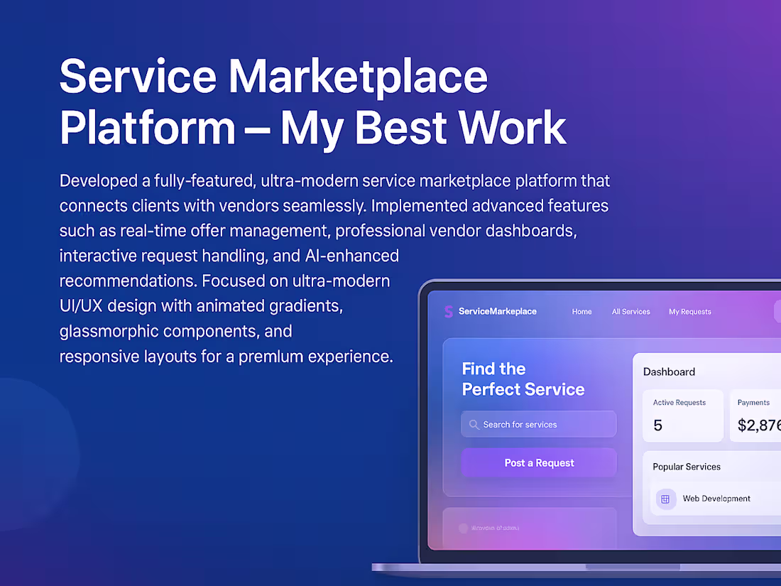 Cover image for Developed a fully-featured, ultra-modern service marketplace...