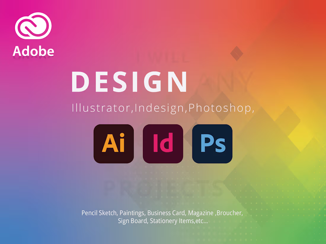 Cover image for Illustrator, Photoshop, InDesign work