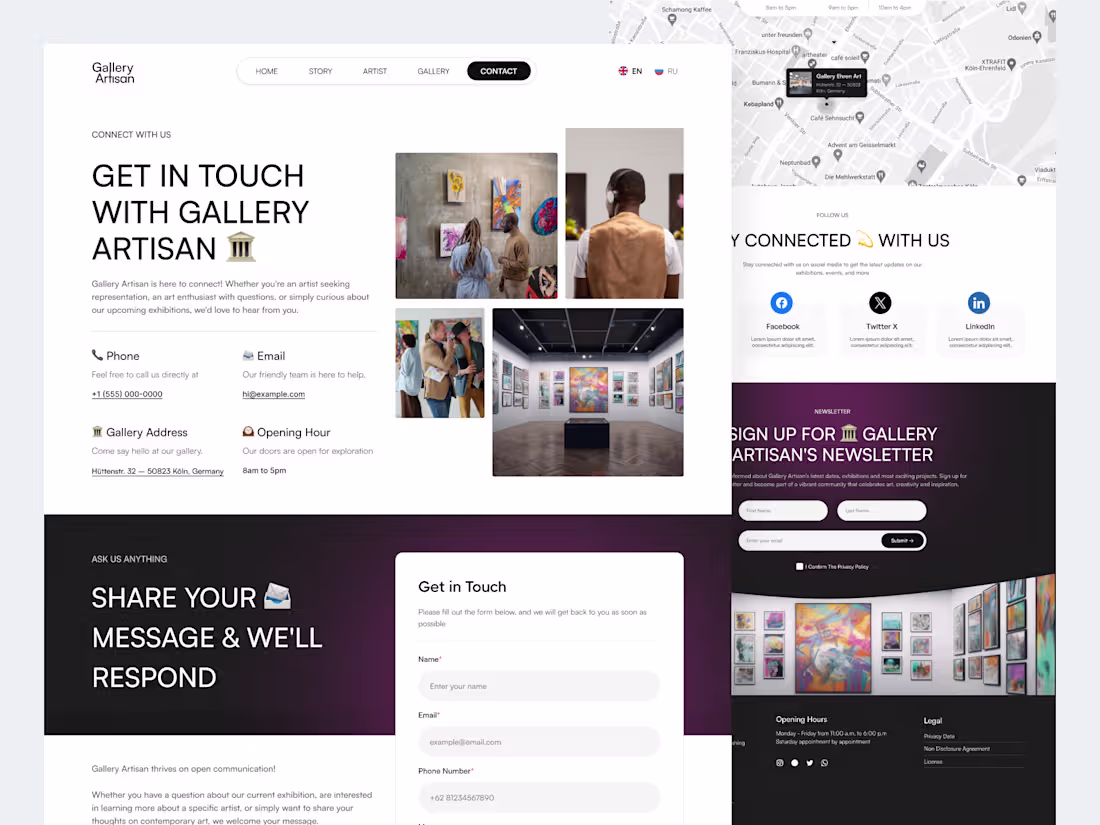 Cover image for Gallery Artisan - Art Gallery Contact Page