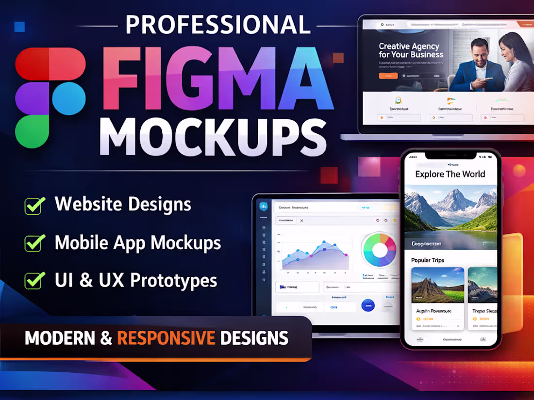 Cover image for i will design a modern mobile responsive app UI UX in figma