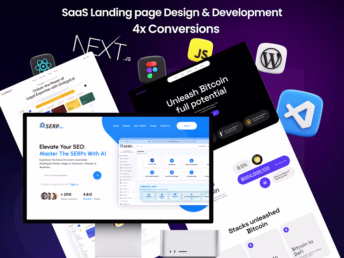Cover image for SaaS Landing Page Design & Development: 4x conversions