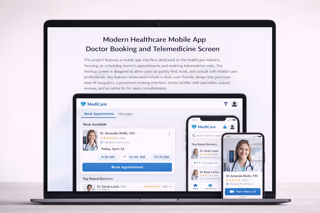 Cover image for Modern Healthcare Web and Mobile Experience Doctor Booking a...
