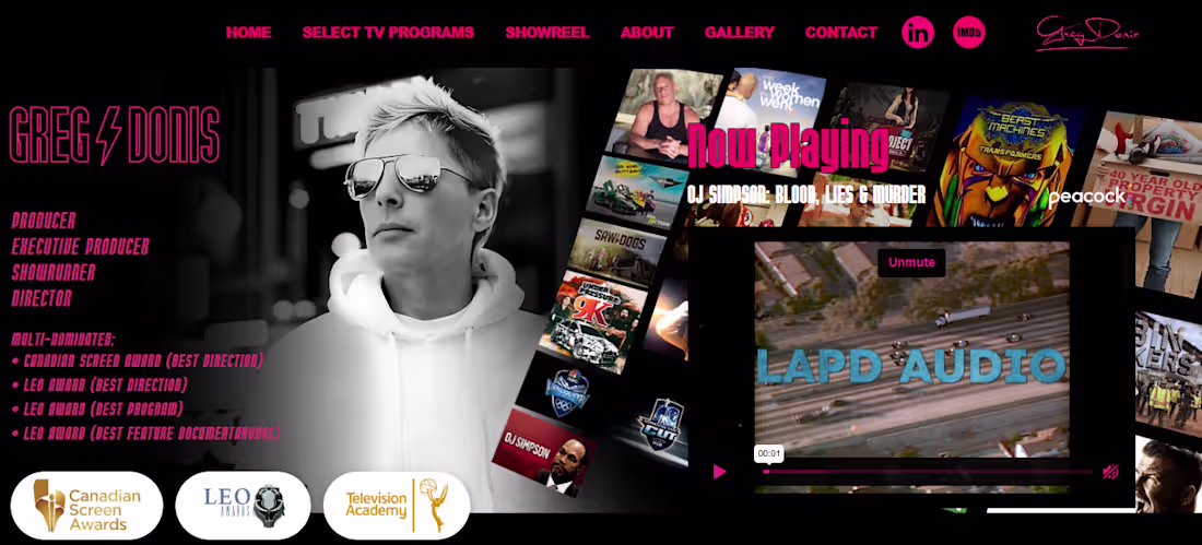 Cover image for Elegant Portfolio for TV Personality | Custom HTML & CSS Design