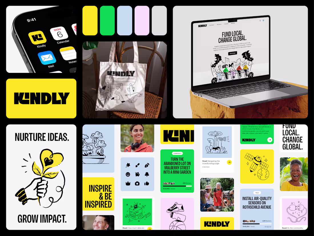 Cover image for Kindly · Crowdfunding Brand Identity