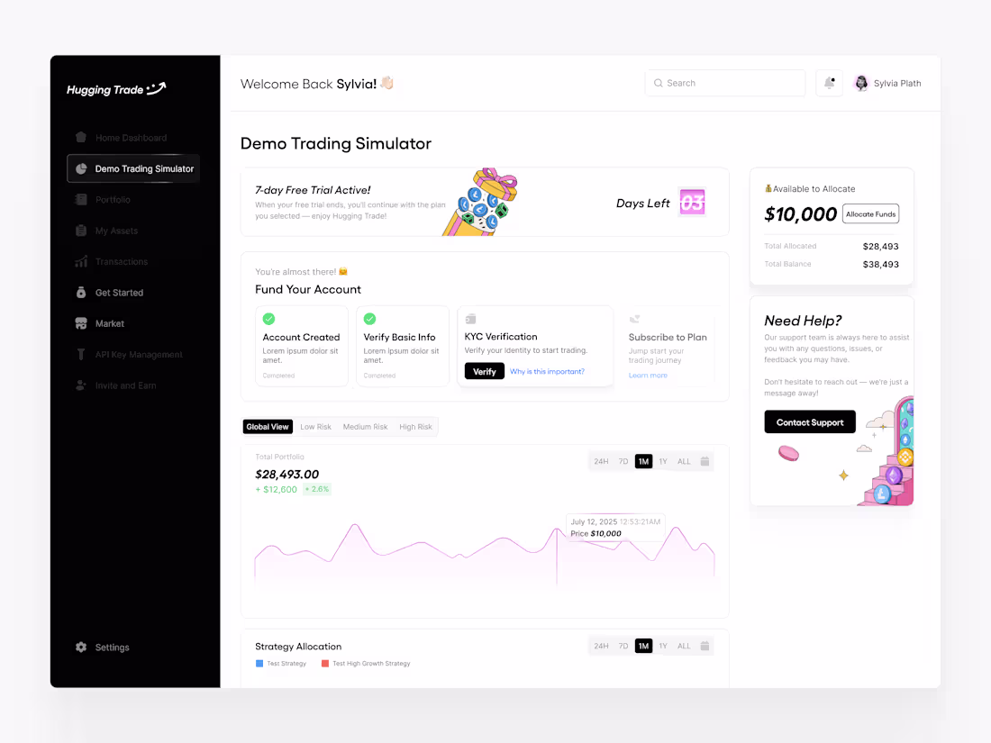 Cover image for Hugging Trade Dashbaord