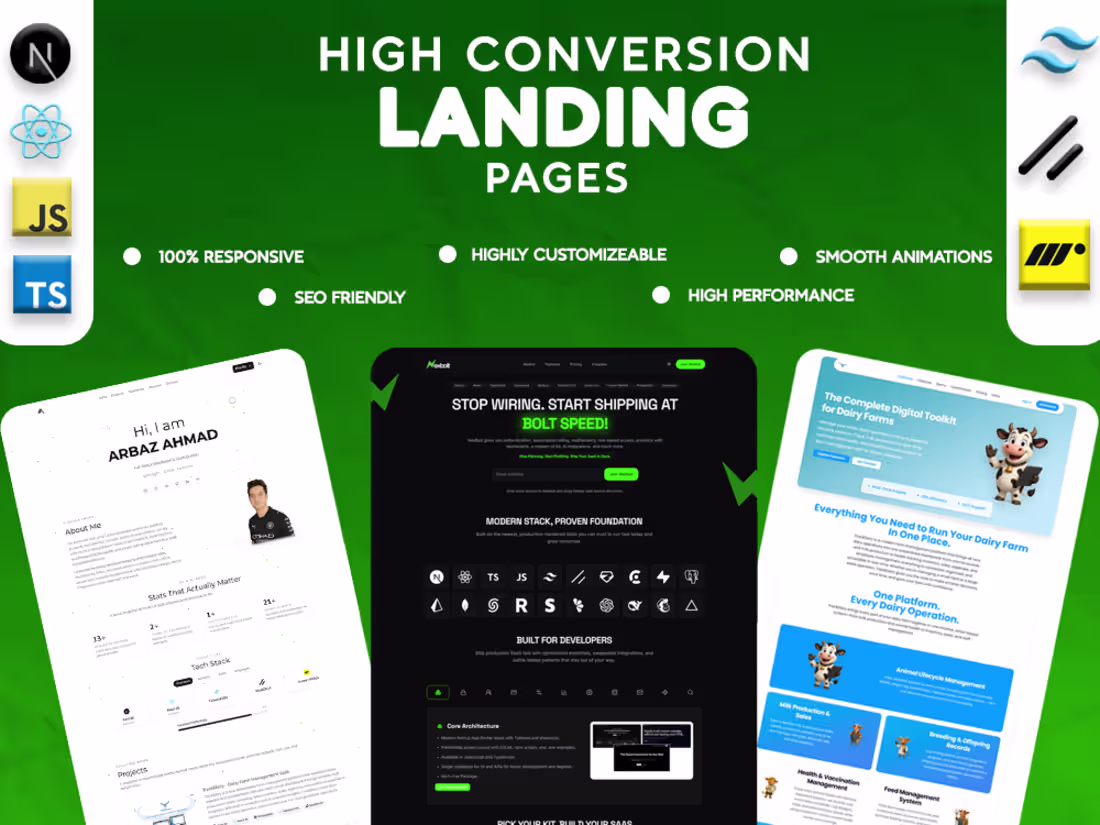 Cover image for I will build a high-converting Next.js SaaS landing page