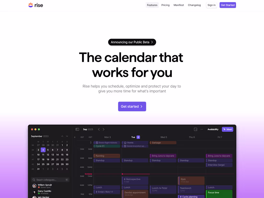 Cover image for Rise Calendar