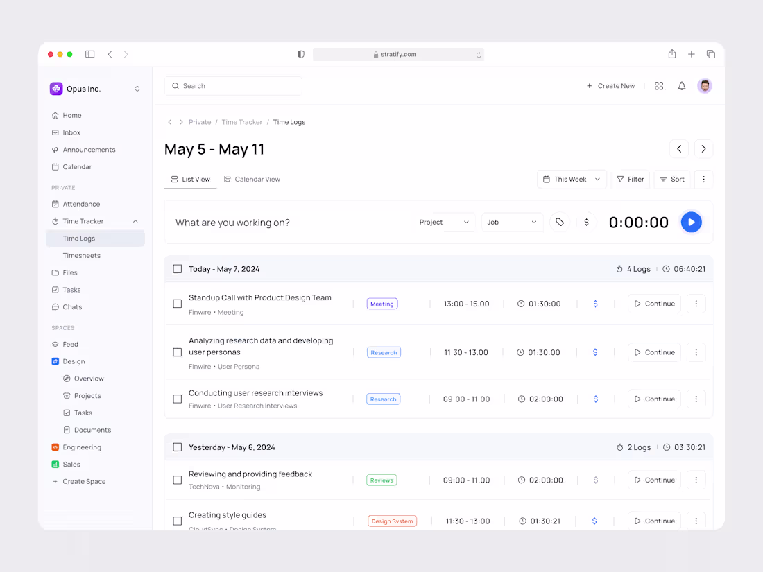 Cover image for Stratify - Time Tracker Saas Website