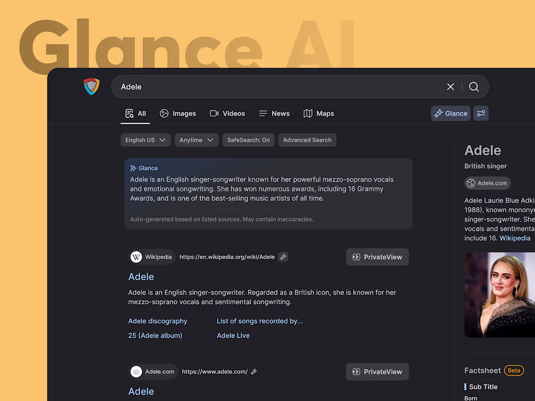 Cover image for Glance AI: Instant Summaries for PrivacyWall Search