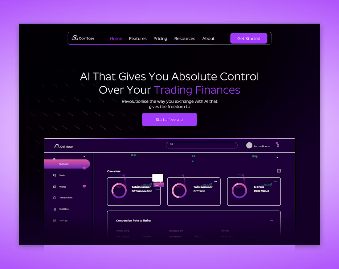 Cover image for CoinBase SAAS Landing Page