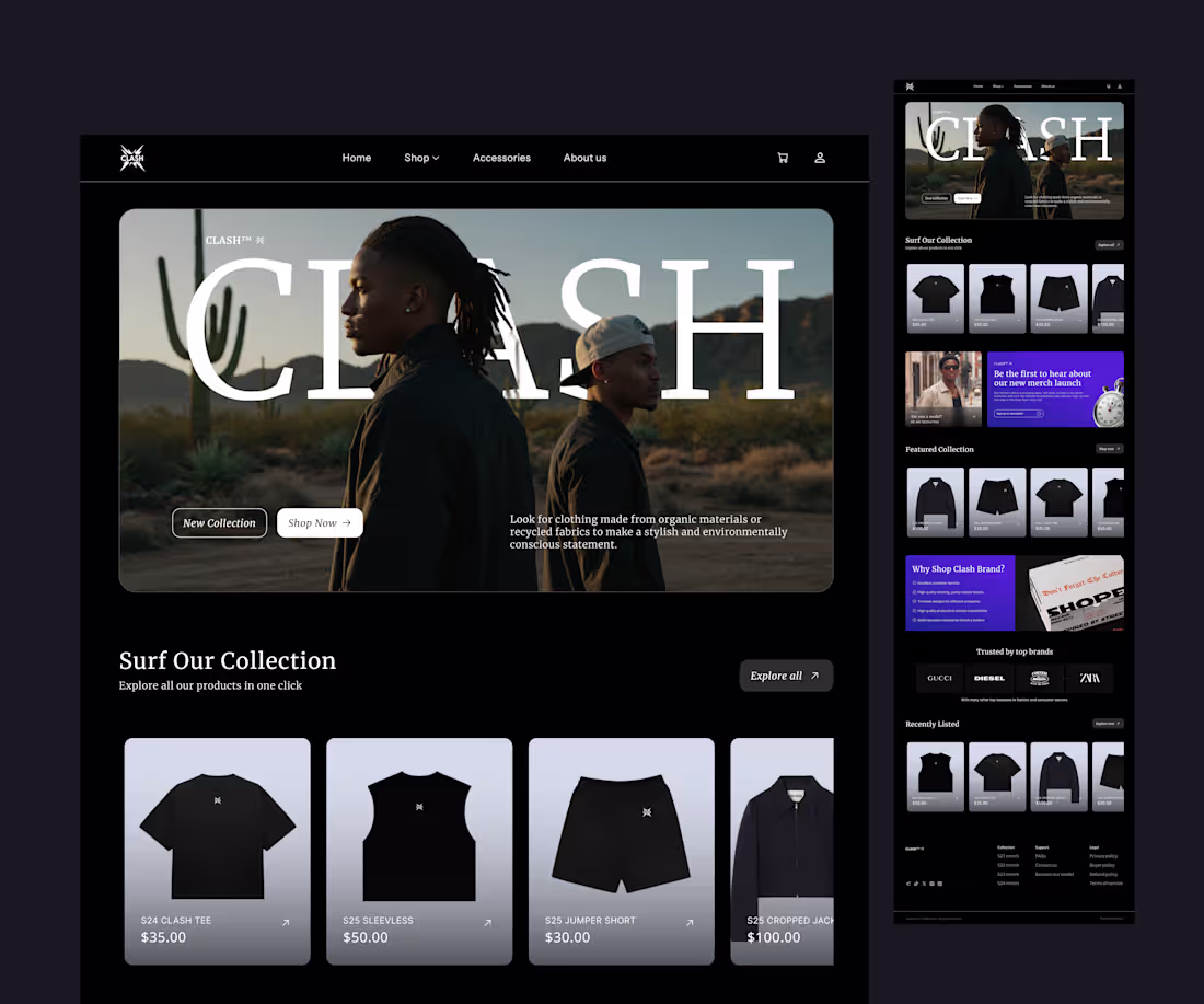 Cover image for Clash Fashion Website Design
