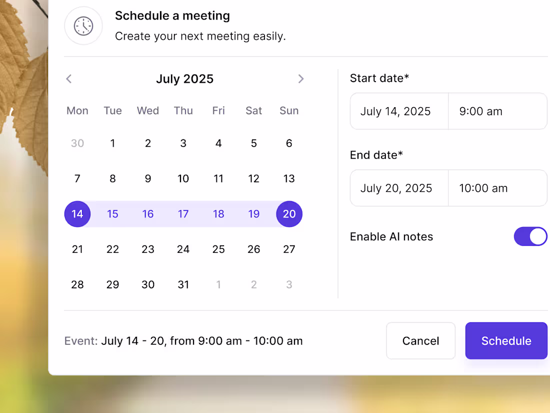 Cover image for Date picker for a meeting SaaS