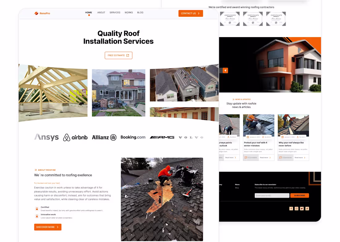 Cover image for Website Design – RenoPro: Renovation and Roof Building