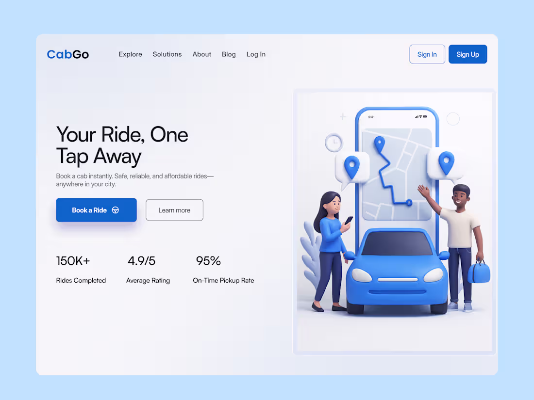Cover image for CabGo - Landing Page Hero Design for Cab Service by Uxintace on…