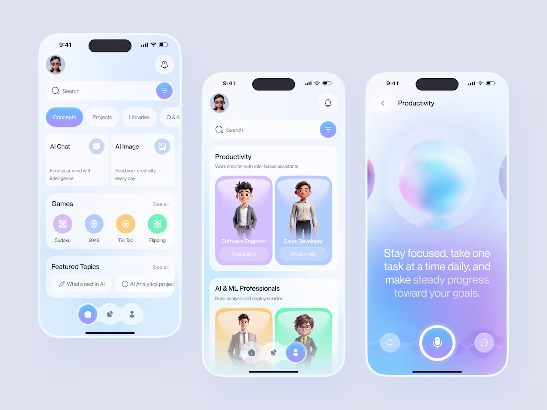 Cover image for Artificial Intelligence Assistant App Modern