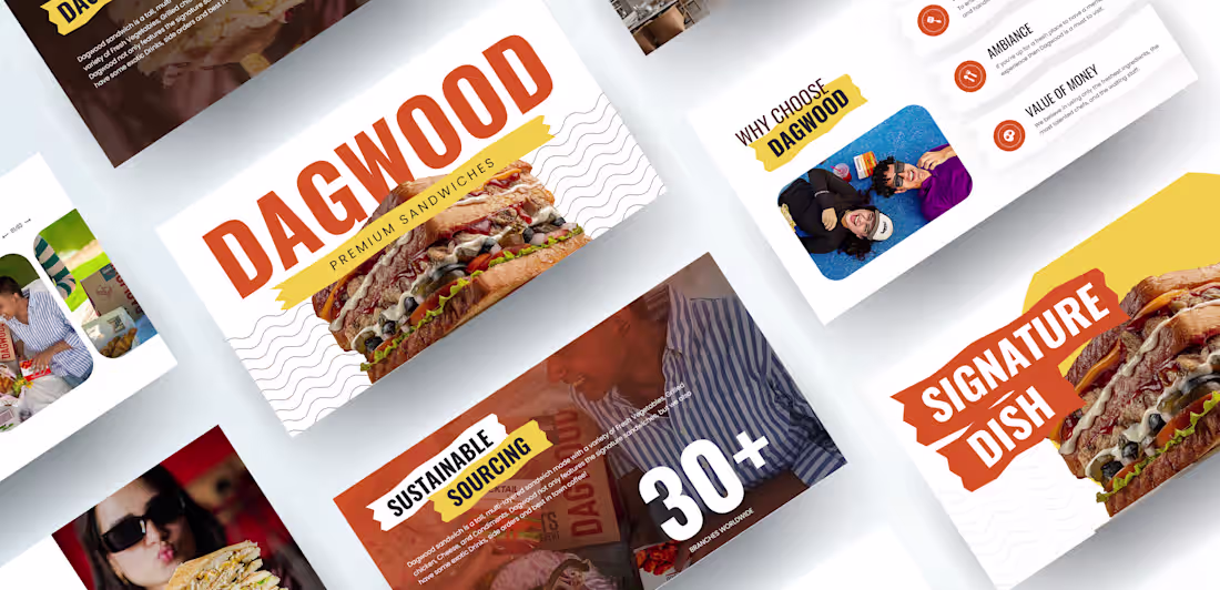 Cover image for Dagwood Restaurant Pitch Deck Design