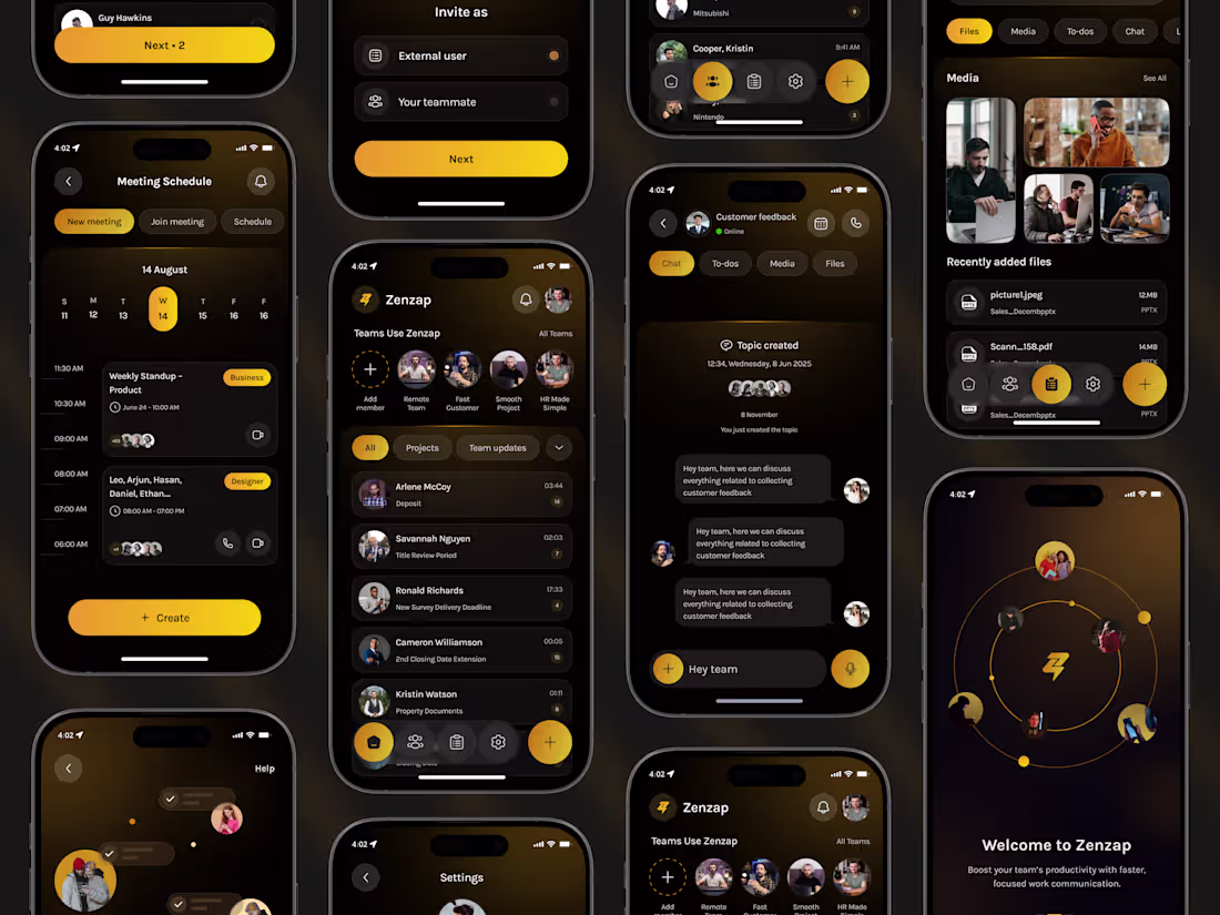 Cover image for Dark Themed Team Collaboration Mobile App
