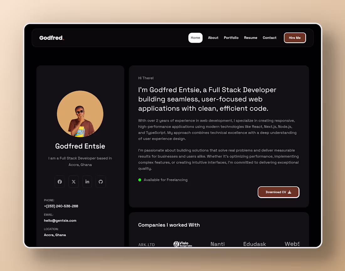 Cover image for Portfolio website 