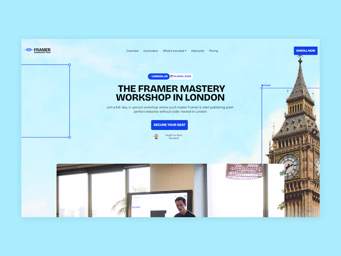 Cover image for A dynamic tour landing page design created for Insert Frame'...