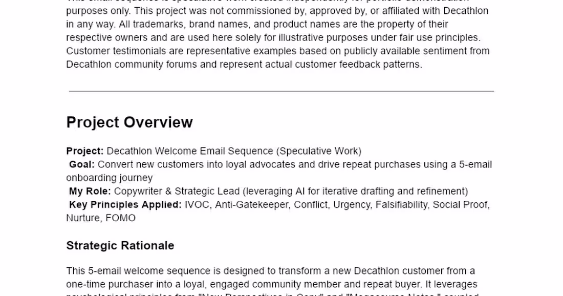 Cover image for Decathlon Welcome Email Sequence