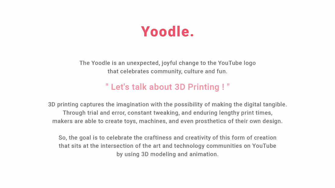 Cover image for Youtube Yoodle - 3D Print :: Behance