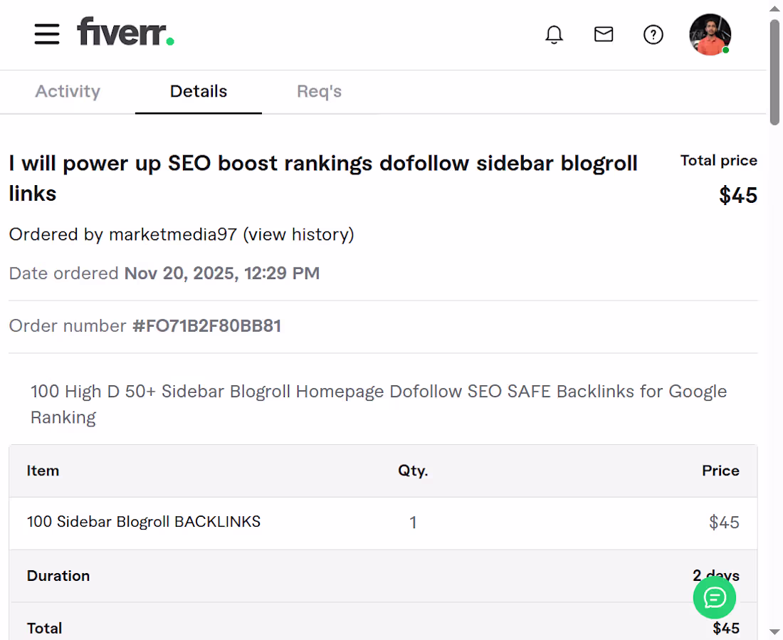 Cover image for Completed a Fiverr order delivering