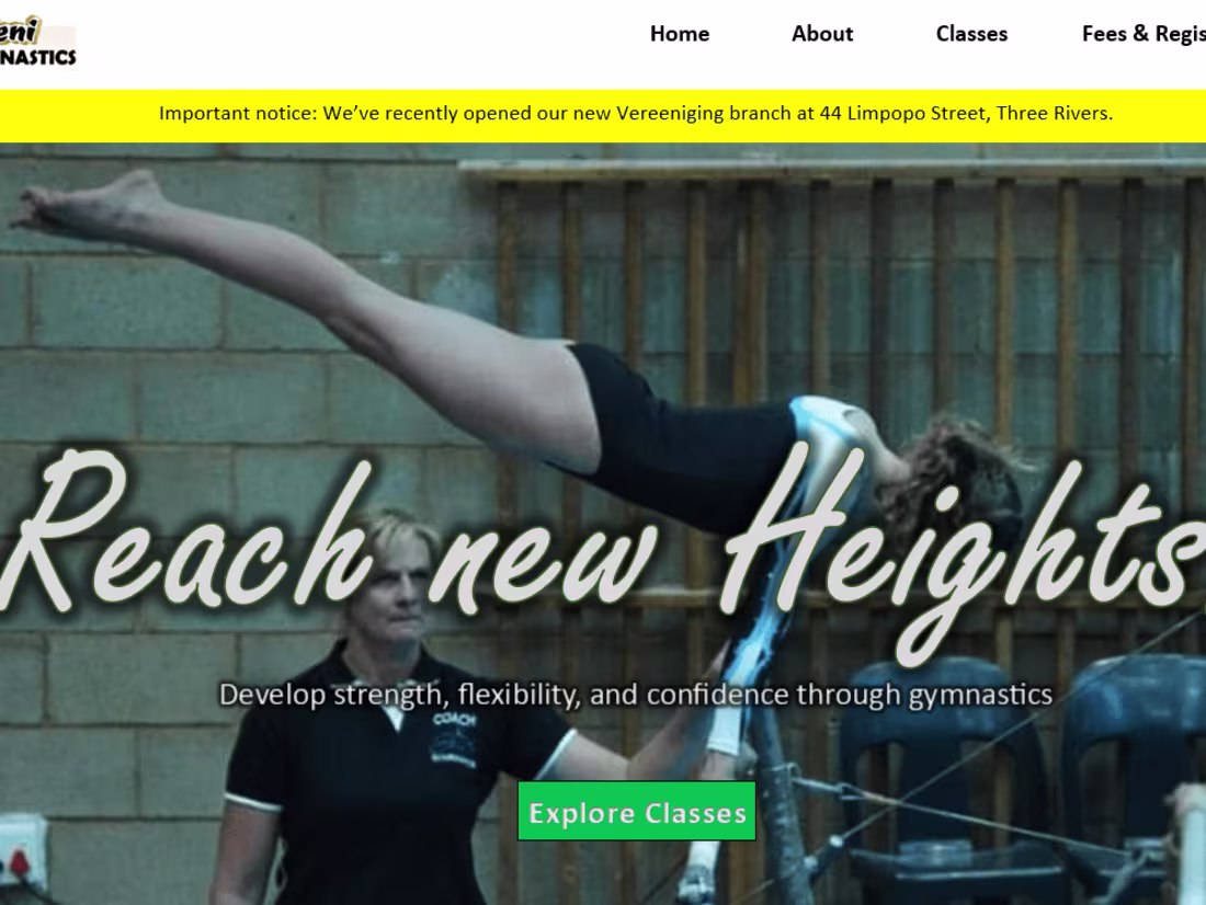 Cover image for Emfuleni Gymnastics Homepage