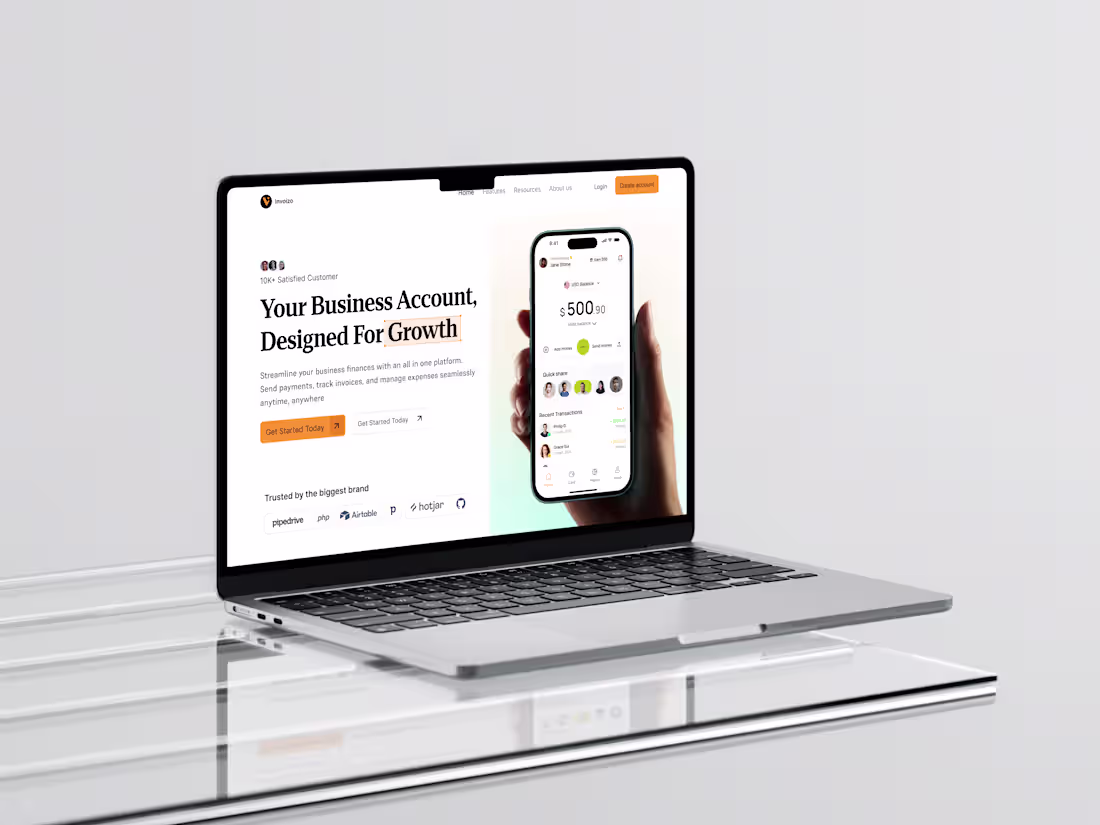 Cover image for Invoize, Banking website