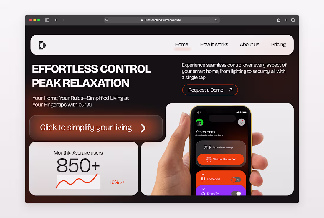 Cover image for SmartHome App Landing Page Design