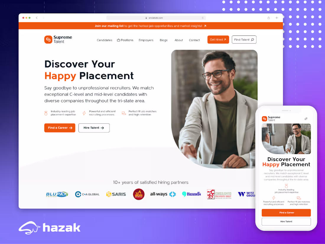 Cover image for Rebranding, Design and Development for Talent Recruitment Firm