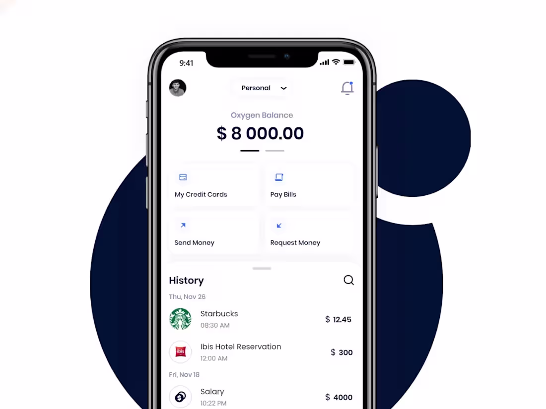 Cover image for Oxygen banking app