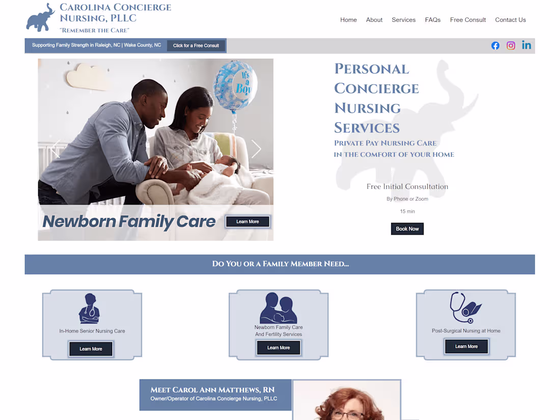 Cover image for Nursing Services Website on Wix