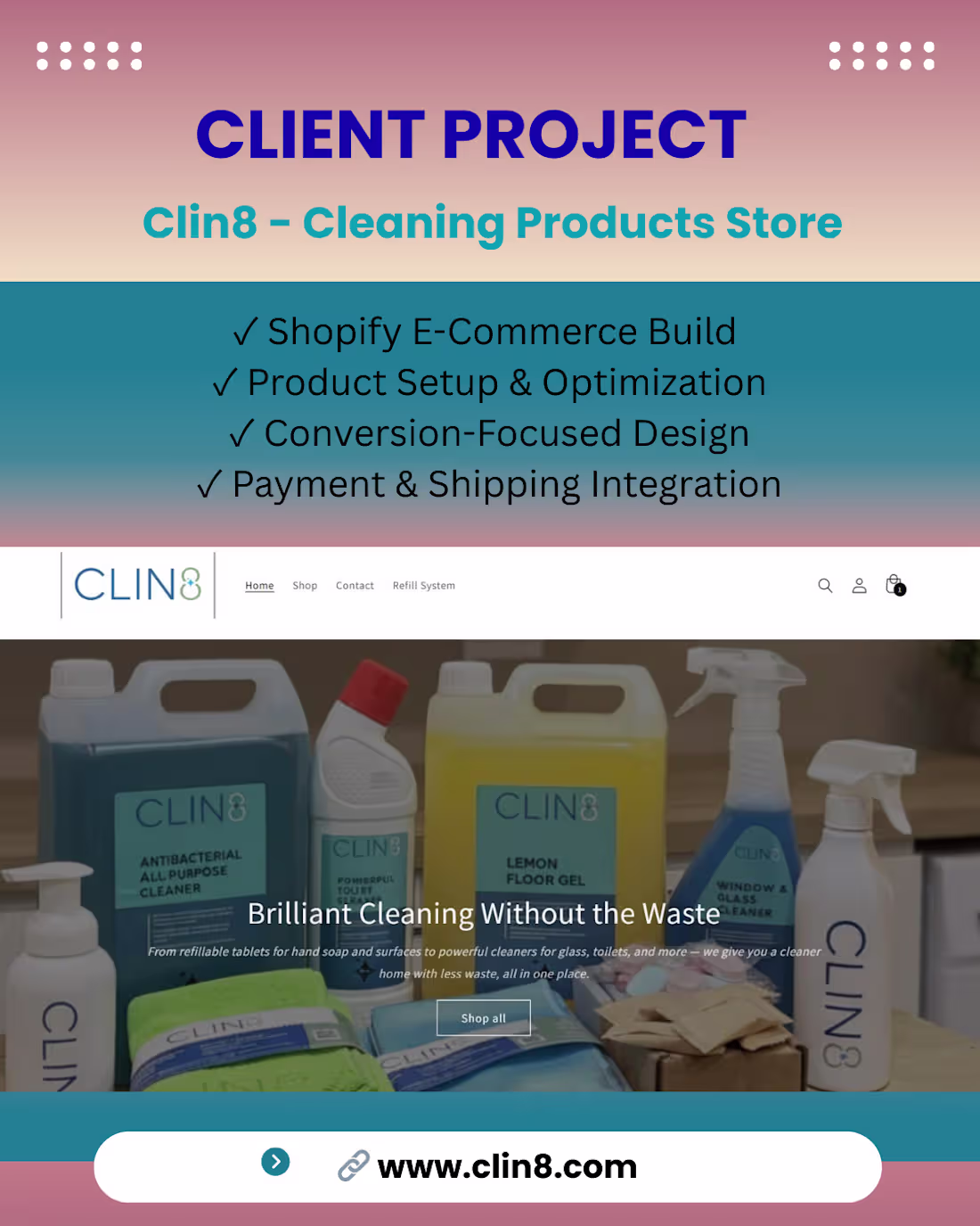 Cover image for Clin8 - Shopify E‑Commerce Store • Full Shopify store built ...