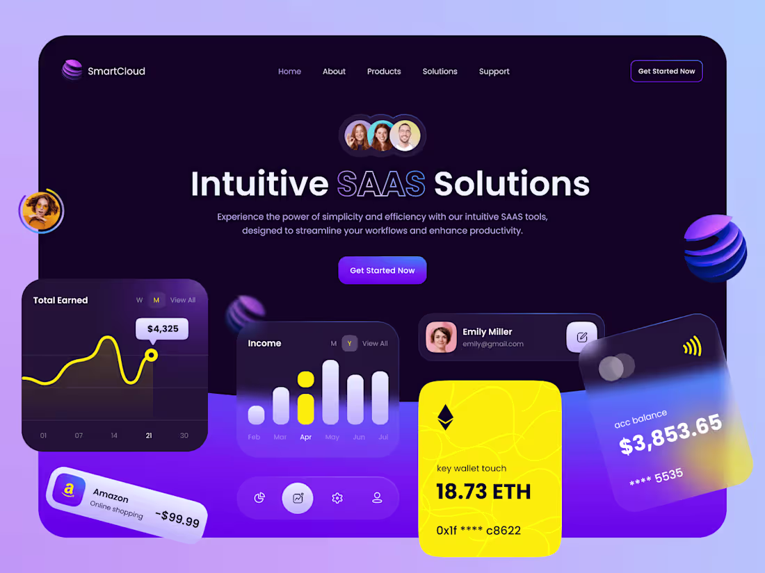 Cover image for SAAS Website Design - SmartCloud