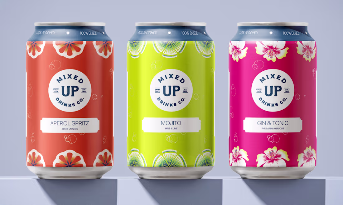 Cover image for Mixed Up Drinks Co. Packaging Design