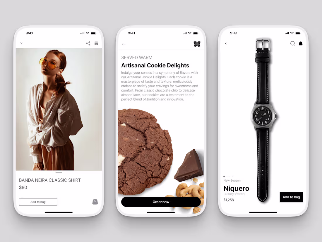 Cover image for eCommerce app UI Kit The design is characterized by its mode...