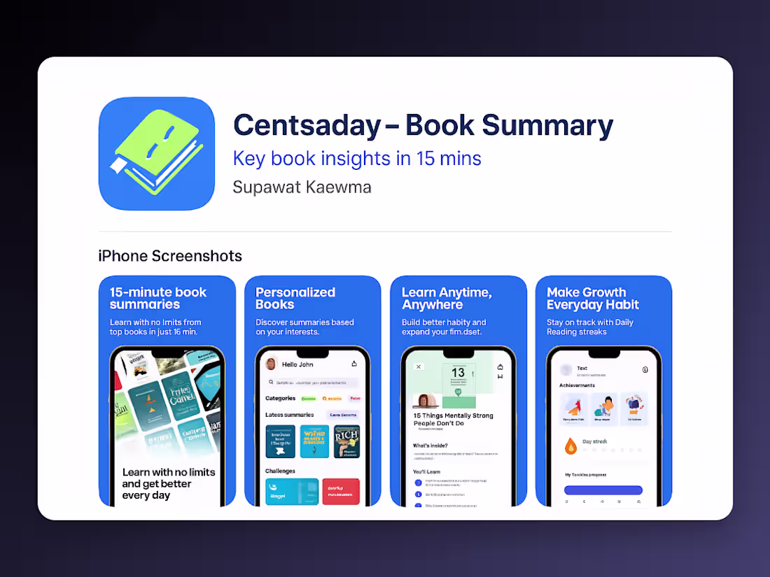 Cover image for Centsaday - Book Summary Android iOS App