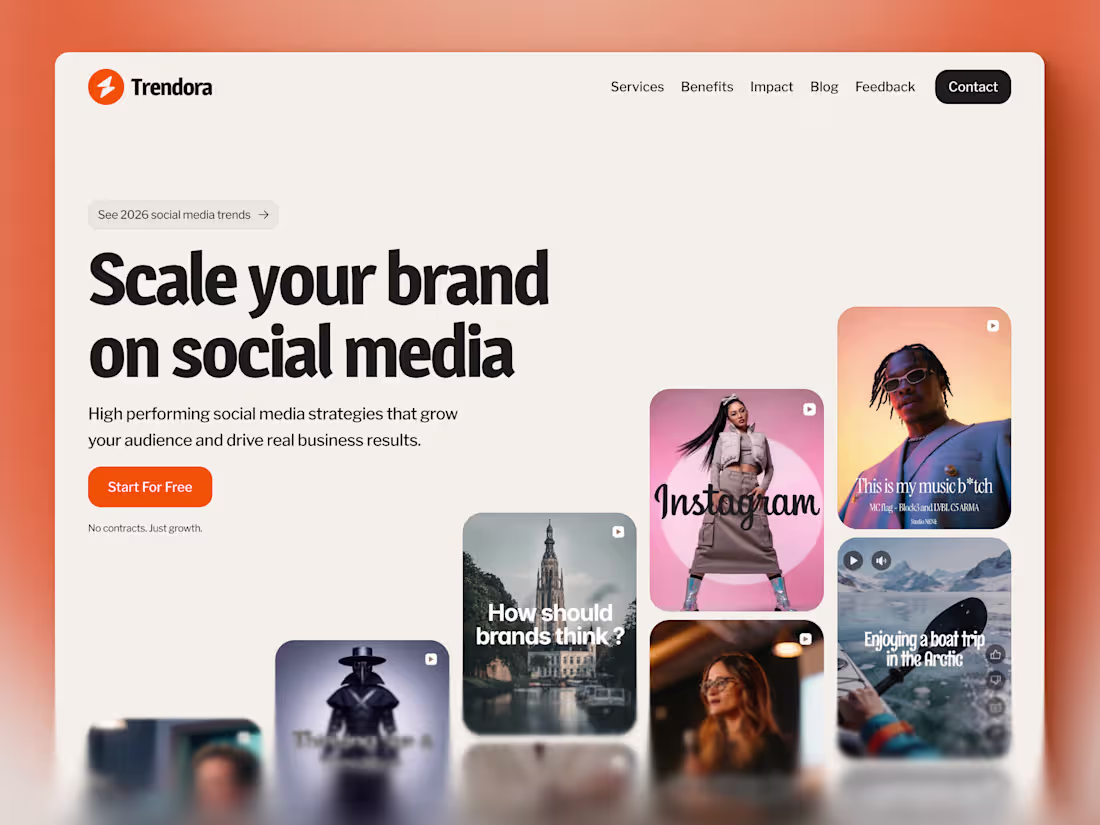 Cover image for Trendora — Social Media Agency Framer Template
