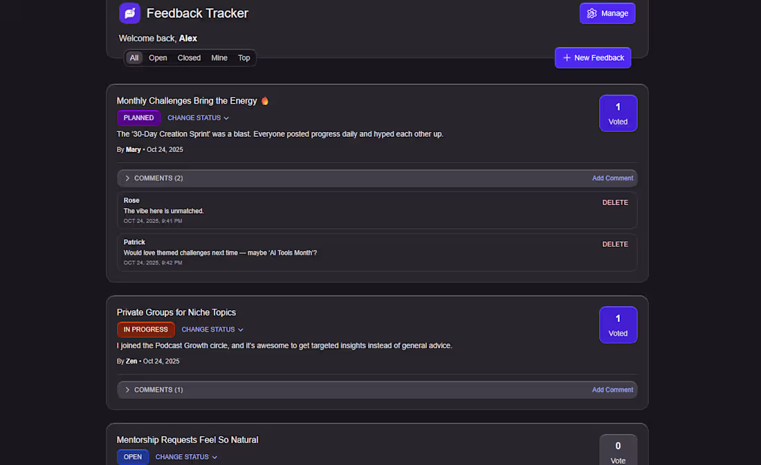 Cover image for I built a new Whop App: Feedback Tracker ⚡ Collect ideas, re...
