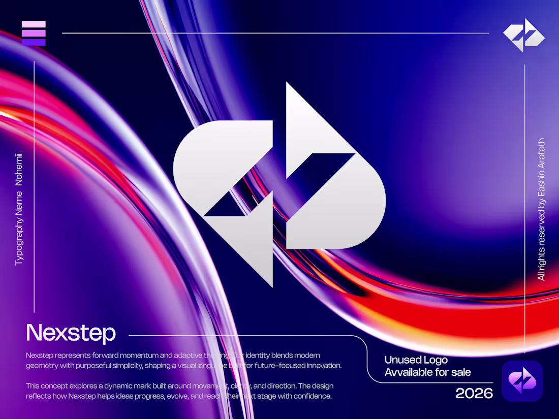 Cover image for Nexstep Futuristic Geometric N Letter Logo Concept, It's rep...