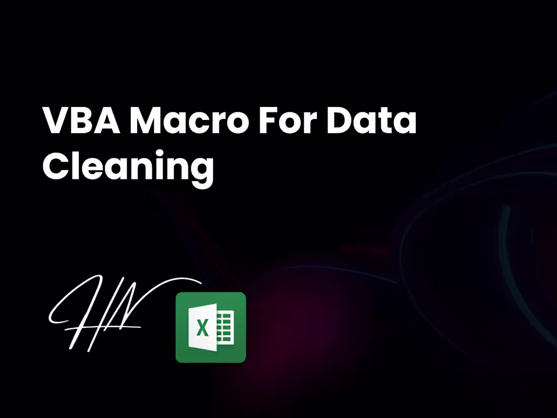 Cover image for VBA Macro for Data Cleaning