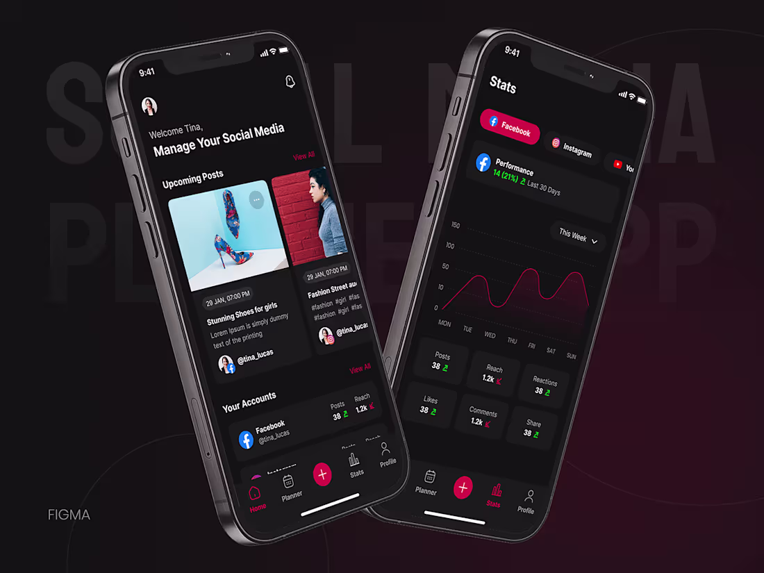 Cover image for Social Media Planner App Design :: Behance