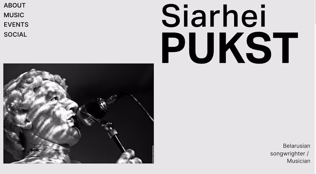 Cover image for Website for Searhei Pukst — Belarusian Musician