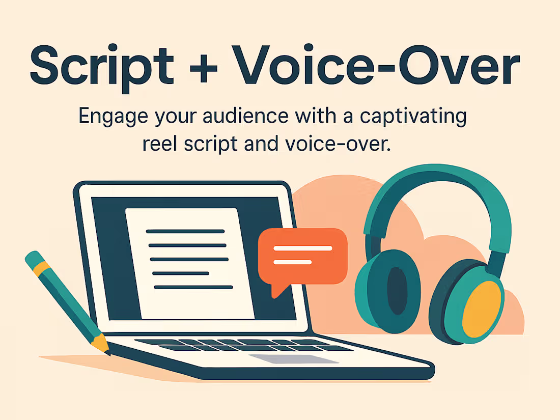 Cover image for Catchy Reel Scripts + Voice-Overs to Level Up Your Content.