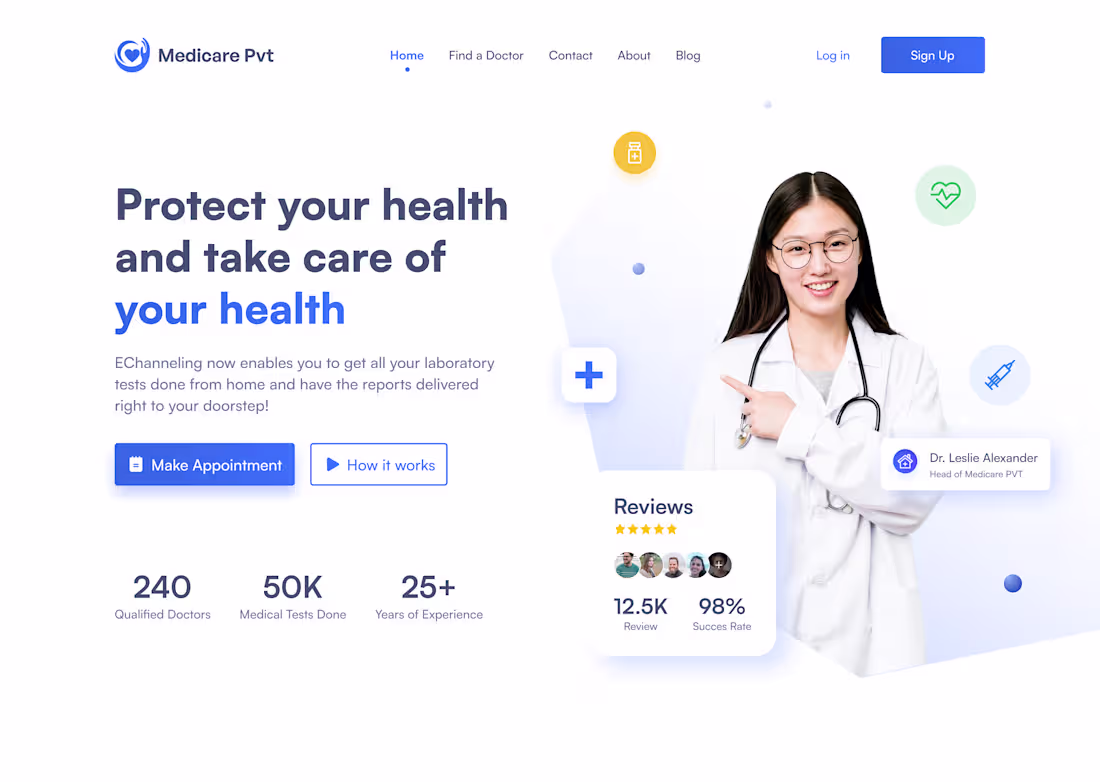 Cover image for Concept Landing page For Medical Center on Behance
