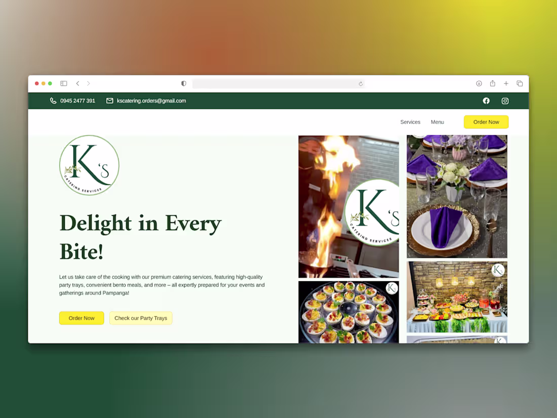 Cover image for Landing Page Development for K's Catering Services