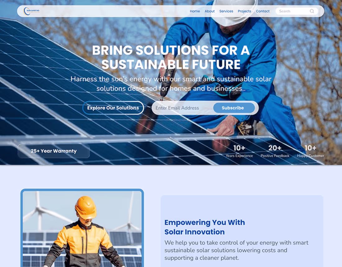 Cover image for SUN-SANYAD SOLAR LANDING PAGE WEBSITE DESIGN