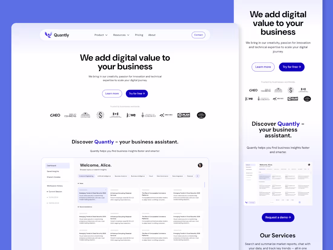 Cover image for Quantly - Company and Dashboard Interface Design